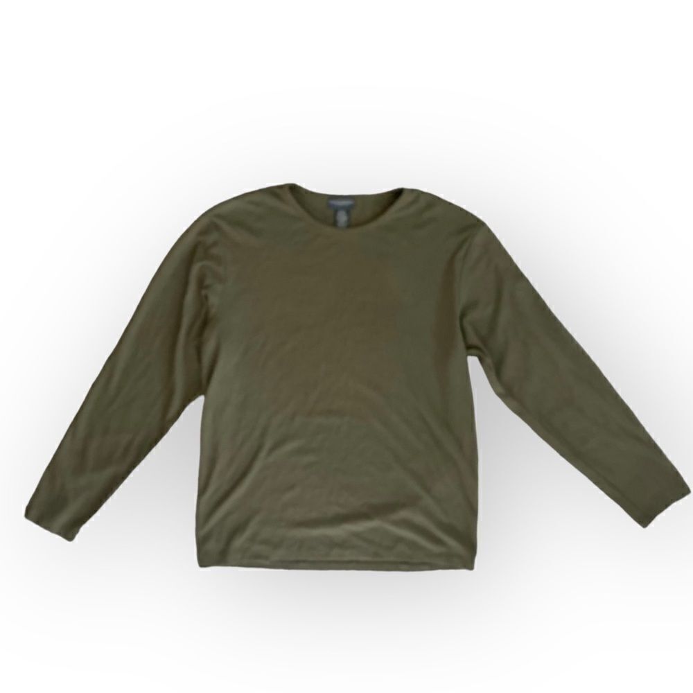 Banana Republic Men’s Ribbed Long Sleeve Crewneck Olive Green Top Minimalist